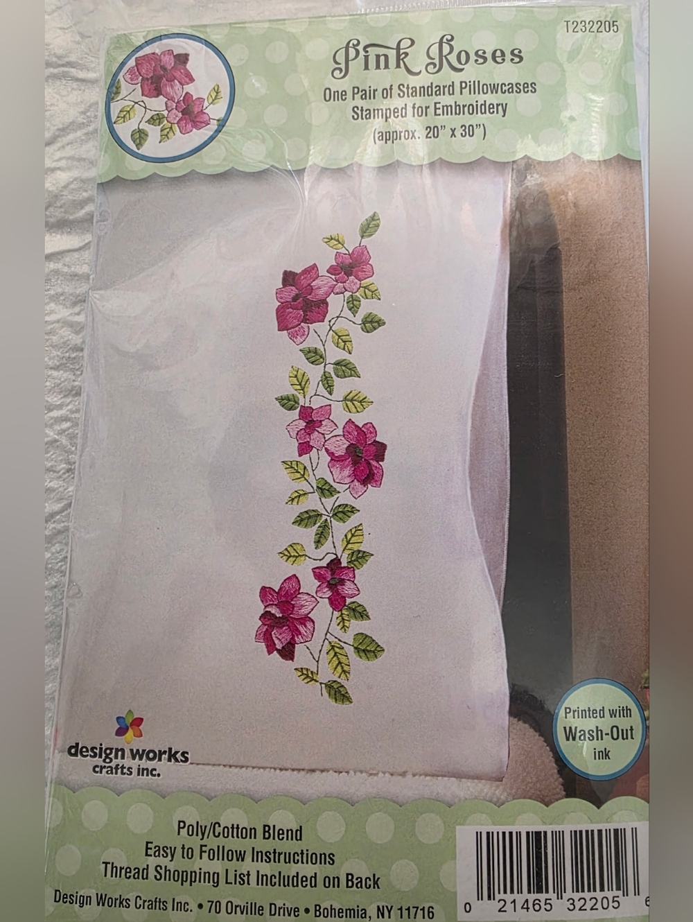 Pink Roses Pillowcases Stamped For Embroidery With Floss